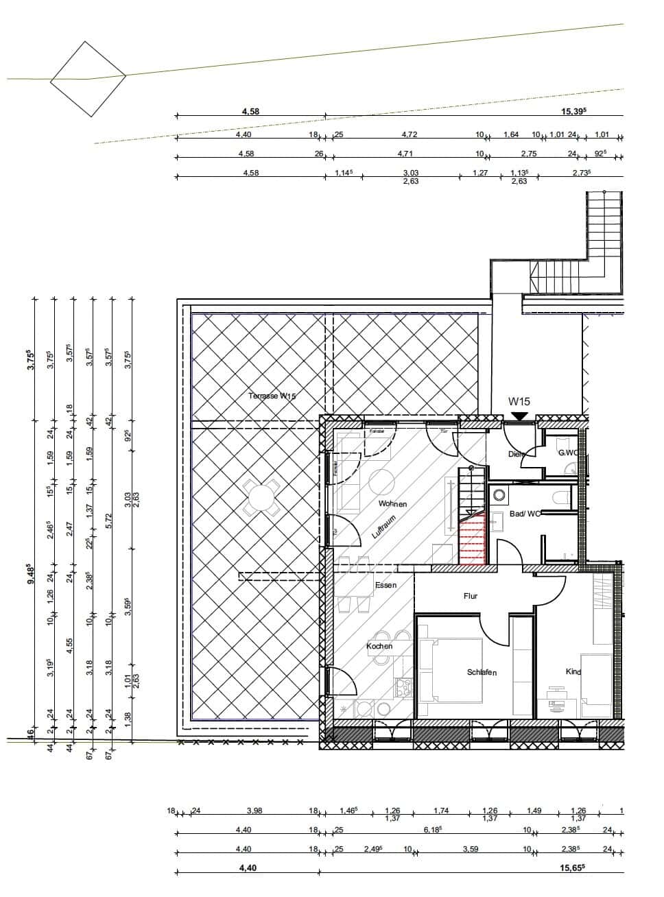 Grundriss 1 – Erstbezug: Exklusive 4‑Zimmer‑Maisonette im Luxus‑Neubau mit XXL‑Dachterrasse